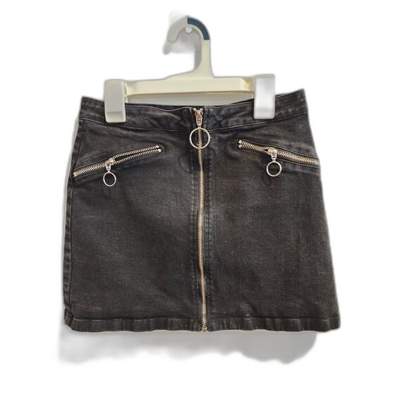 ZARA Mini Skirt zippered jeans women size Small Steampunk New Preppy Grunge - Picture 1 of 8